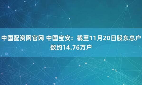 中国配资网官网 中国宝安：截至11月20日股东总户数约14.76万户
